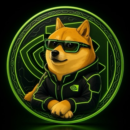 The NVDGE coin — NVDA Doge in a neon green ring